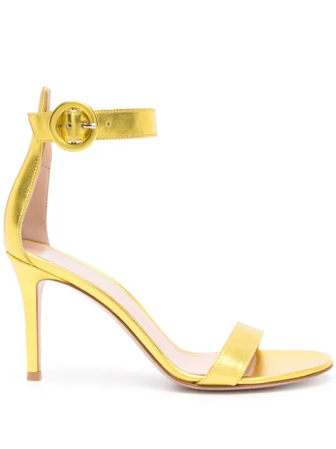 Gianvito Rossi Portofino 85mm metallic-leather sandals