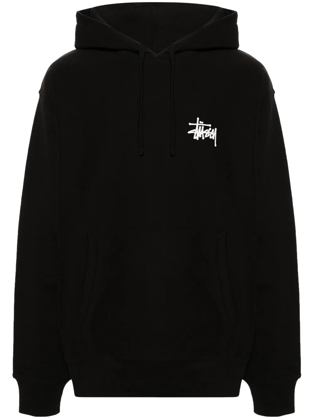 Stussy Logo-print Long-sleeve Hoodie In Black