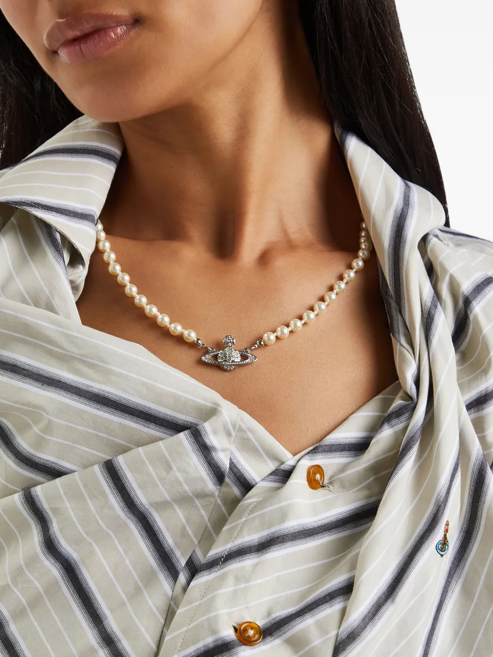Vivienne Westwood Mini Bas Relief necklace - Zilver