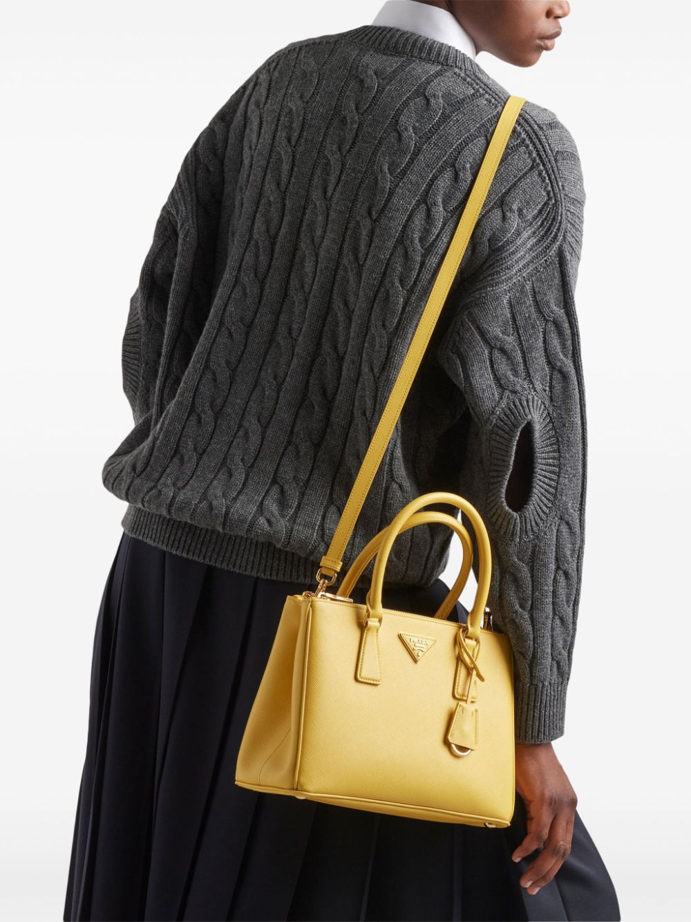 Shop Prada Medium Galleria Saffiano Leather Handbag In Yellow