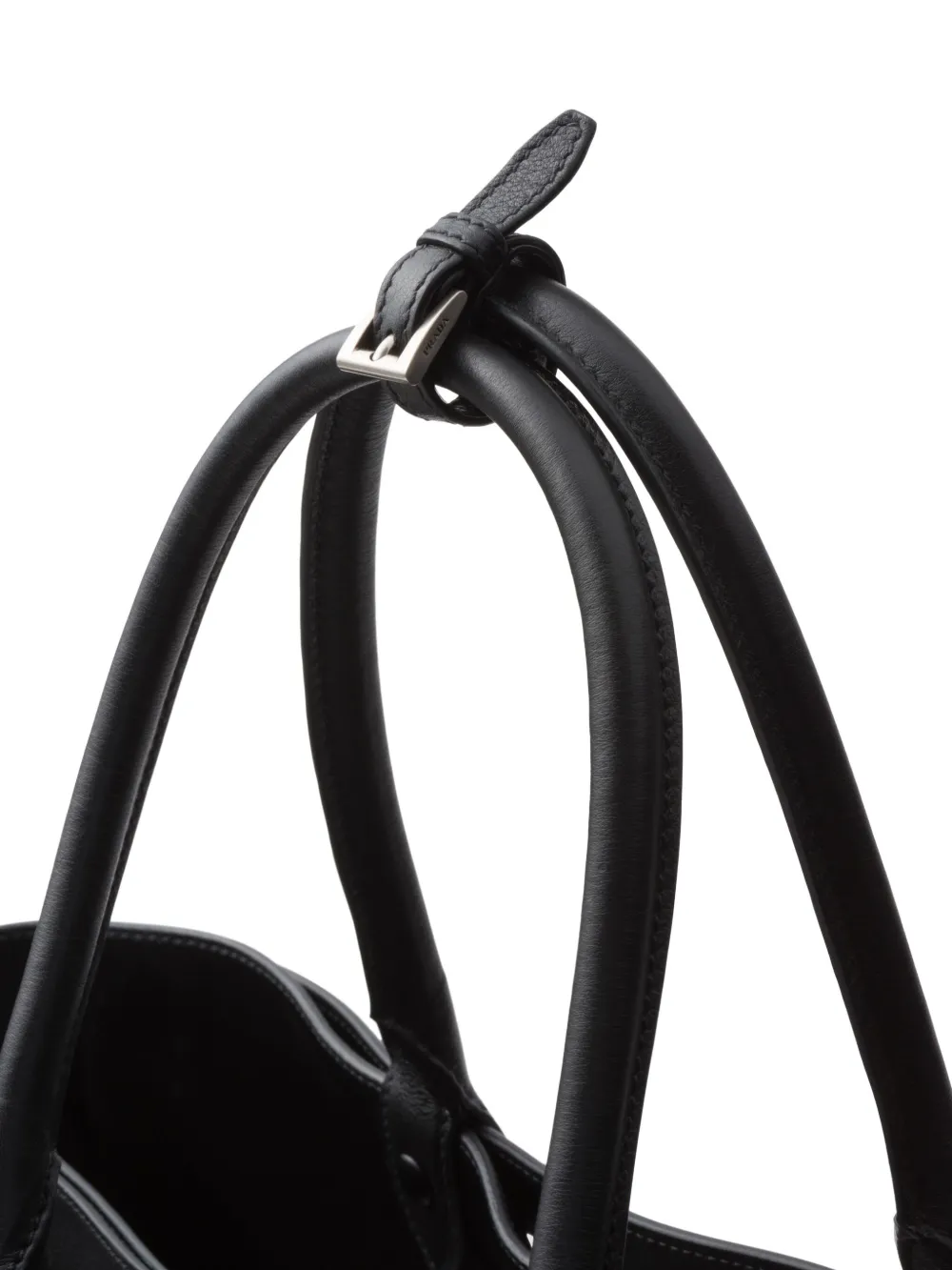 Prada leren shopper met dubbele riem en gesp Zwart