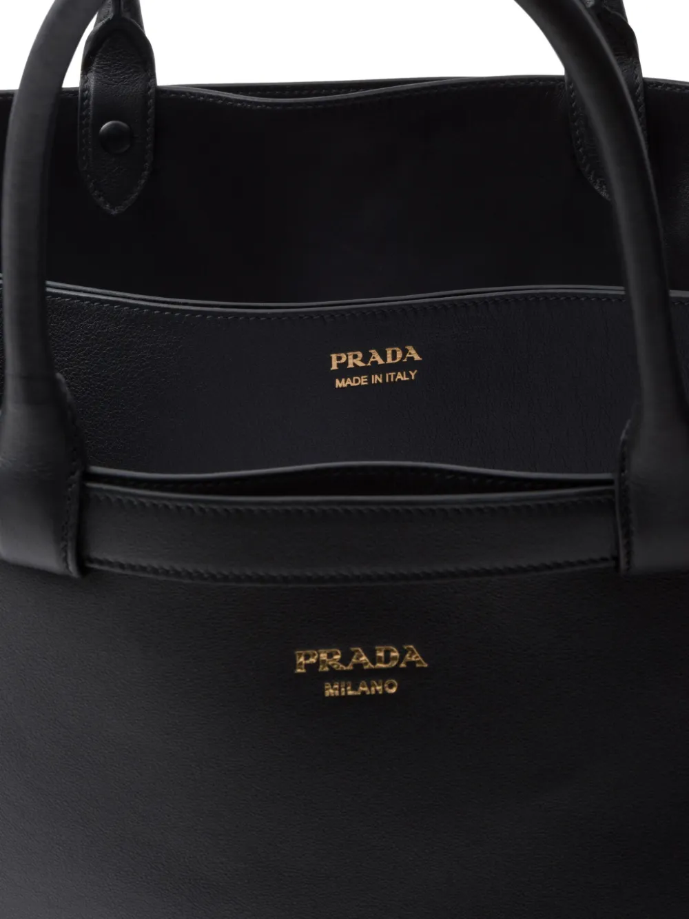 Prada leren shopper met dubbele riem en gesp Zwart
