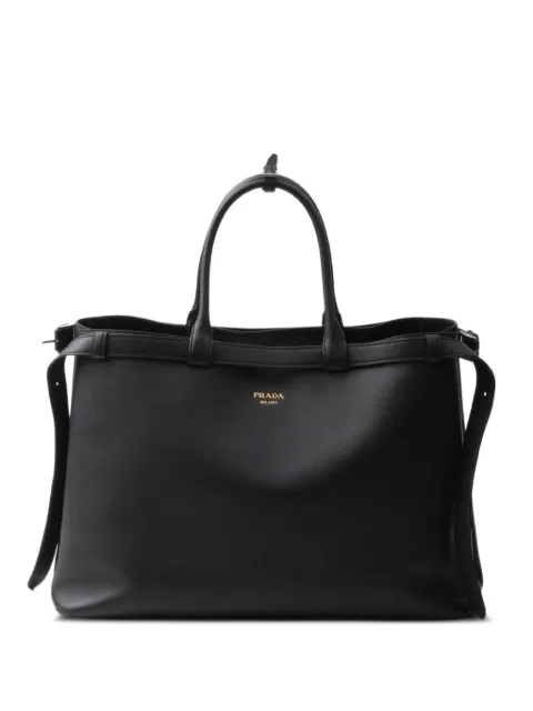 Prada Buckle double-belt leather tote bag