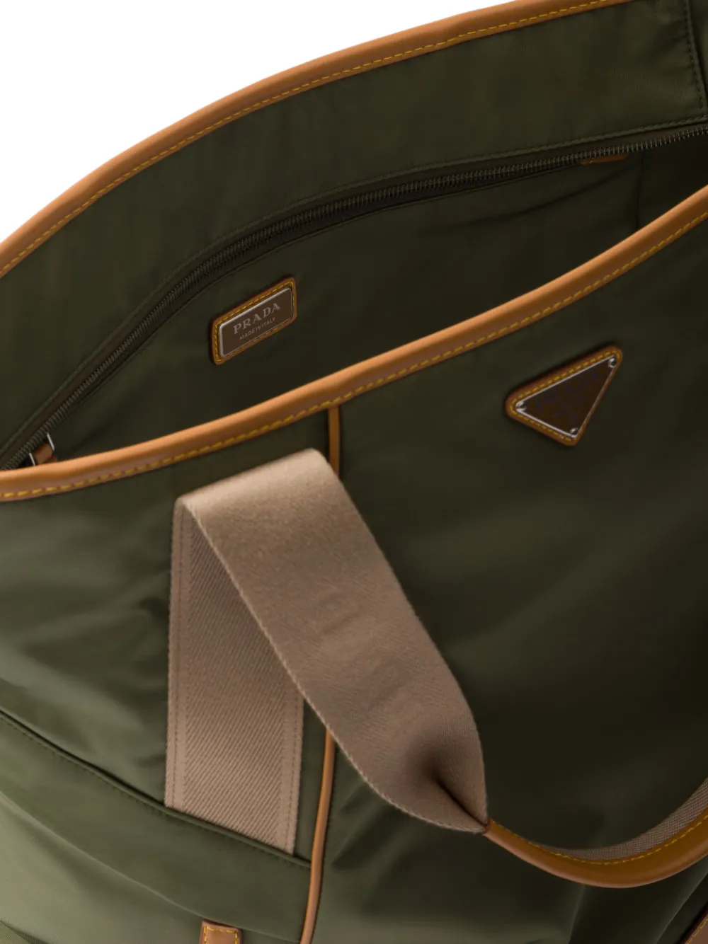Prada Re-Nylon en leren shopper Groen