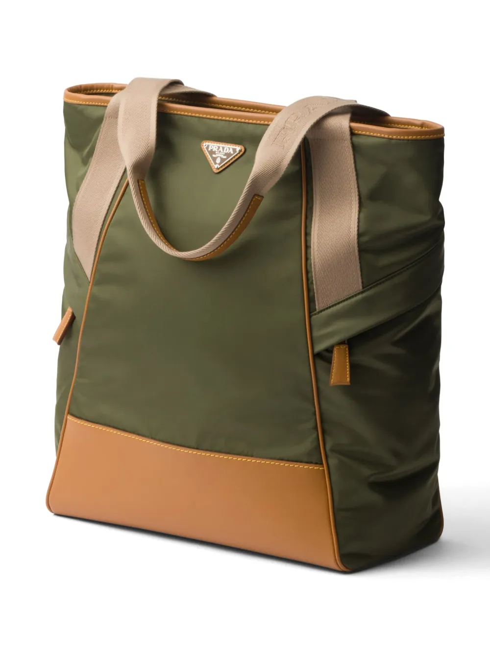 Prada Re-Nylon en leren shopper Groen