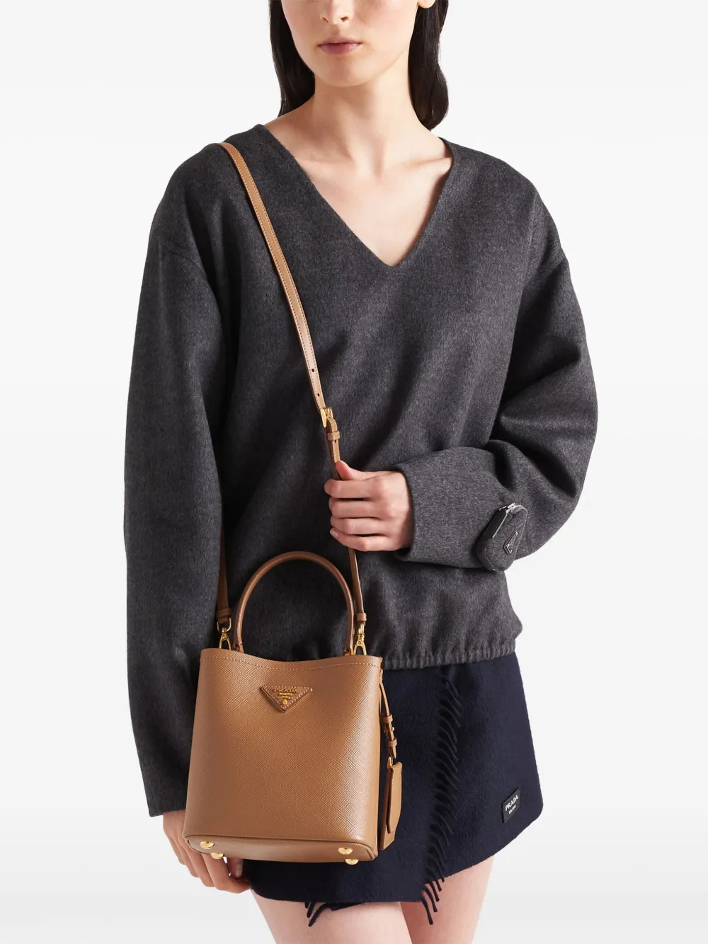 Prada Panier leren tas Bruin