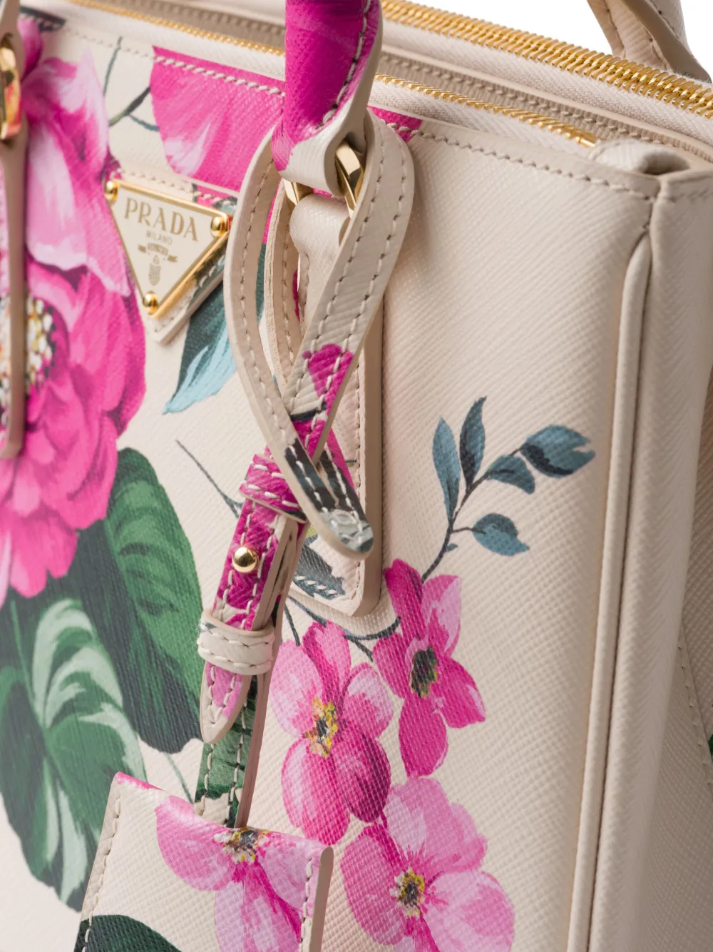 Prada Galleria Saffiano leren handtas Beige