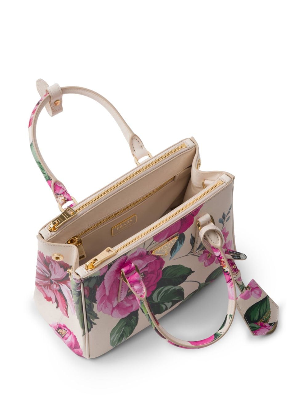 Shop Prada Galleria Saffiano Leather Handbag In Neutrals