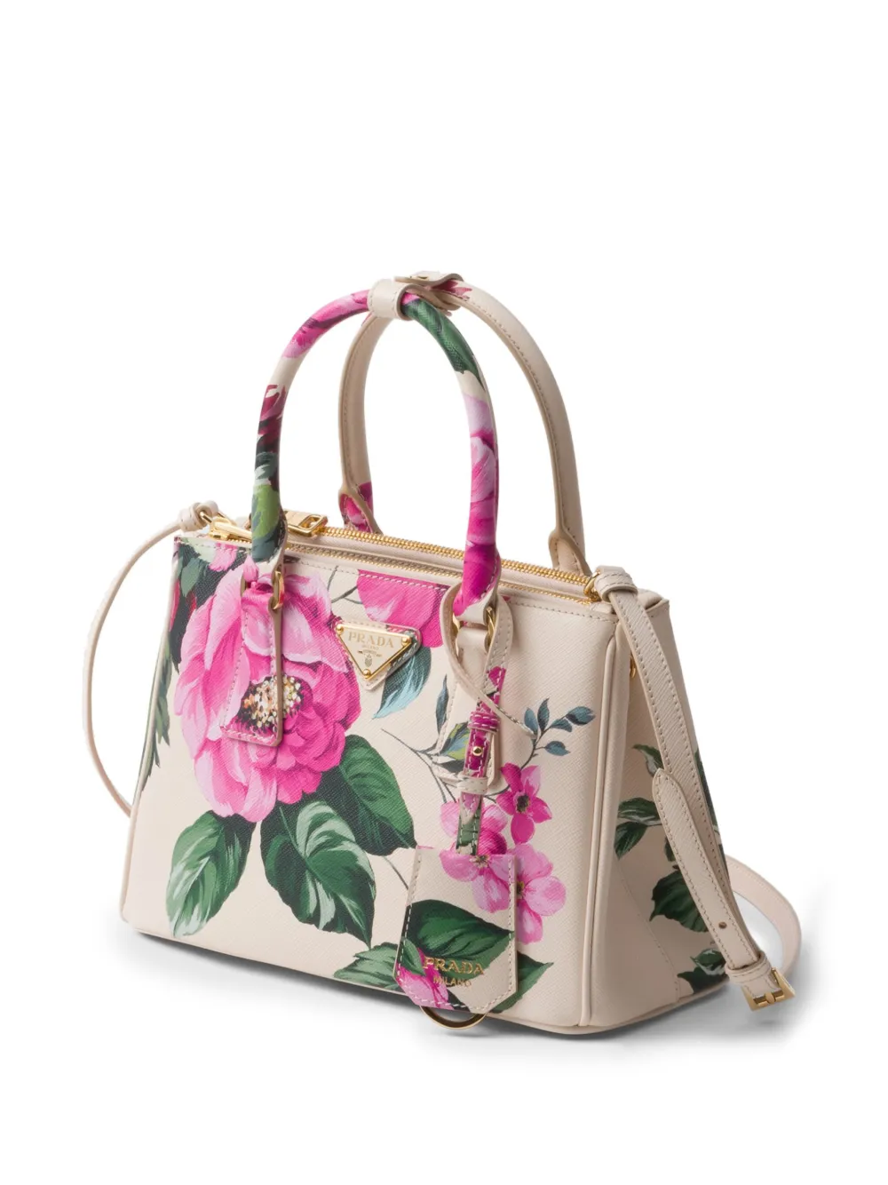 Prada Galleria Saffiano leren handtas Beige