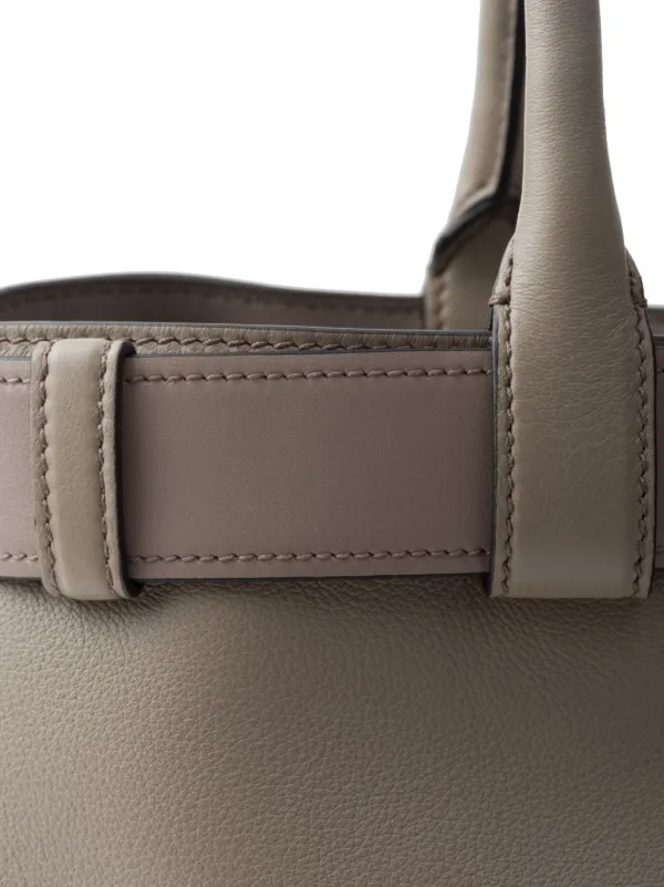 Prada Large Belted Leather Handbag | Grey | FARFETCH