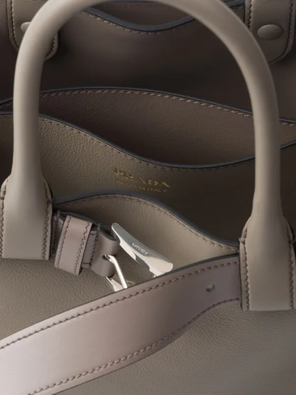 Prada Medium Belted Leather Handbag | Grey | FARFETCH TR