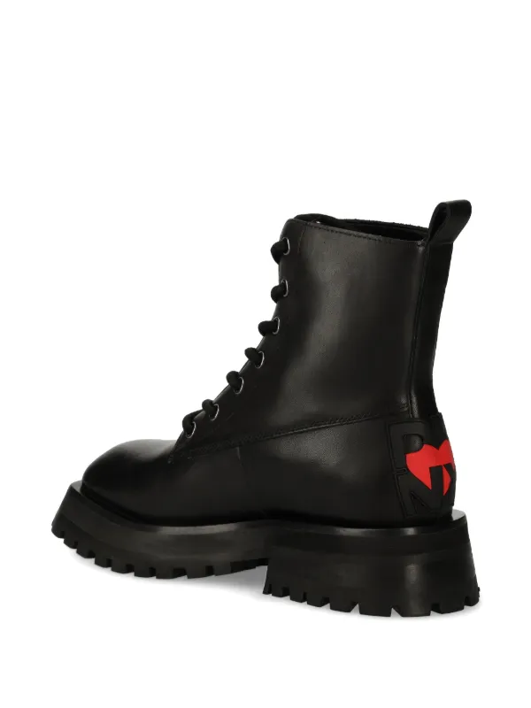 N*e様 レザー レースアップ ブーツ DNYK ダナキャラン 黒　ブラック 2 DKNY レザー ブーツ | ブラック | FARFETCH JP