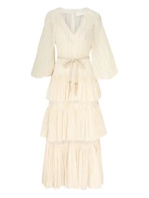 zimmermann white pleated dress ZIMMERMANN Dawning Pleated Lace Midi Dress Zimmermann