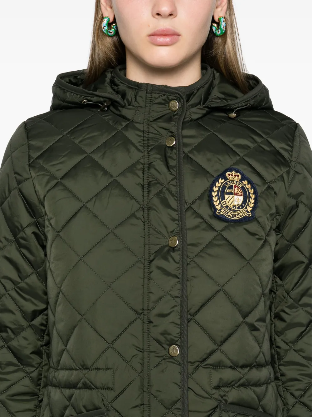 Lauren Ralph Lauren logo-patch Quilted Jacket | Green | FARFETCH UK