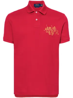 Polo Ralph Lauren Logo Embroidered Polo Shirt | Red | FARFETCH ZA