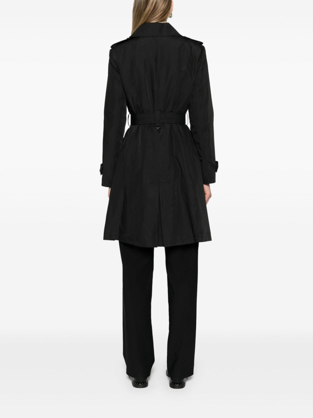 Shop Lauren Ralph Lauren Double-breasted Trench Coat In Black