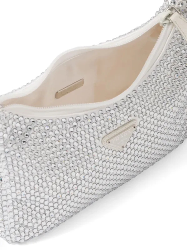 Prada Re-Edition crystal-embellished Mini Bag | White