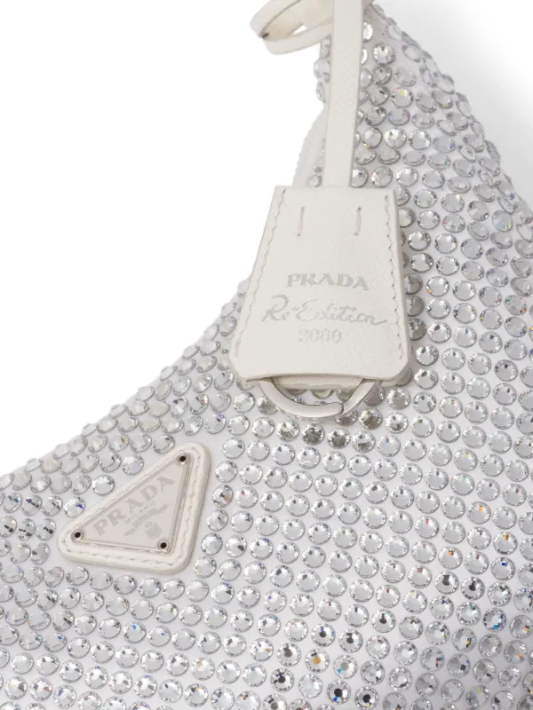 Prada Re-Edition 2000 crystal-embellished Mini Bag | White