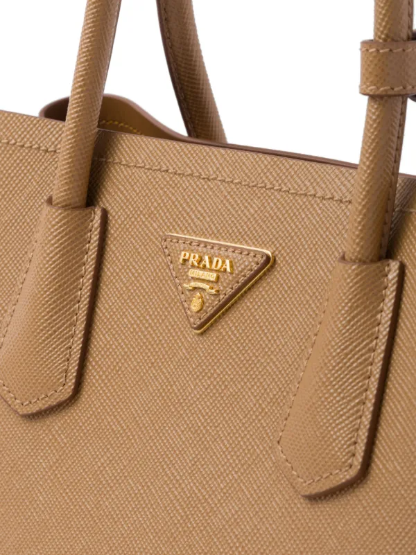 Prada ダブル サフィアーノレザー ハンドバッグ | ブラウン | FARFETCH JP