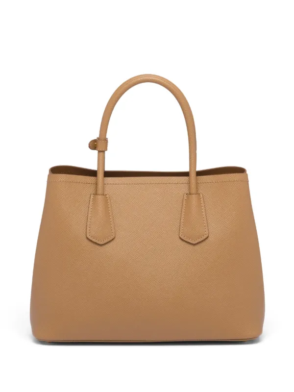 Prada ダブル サフィアーノレザー ハンドバッグ | ブラウン | FARFETCH JP
