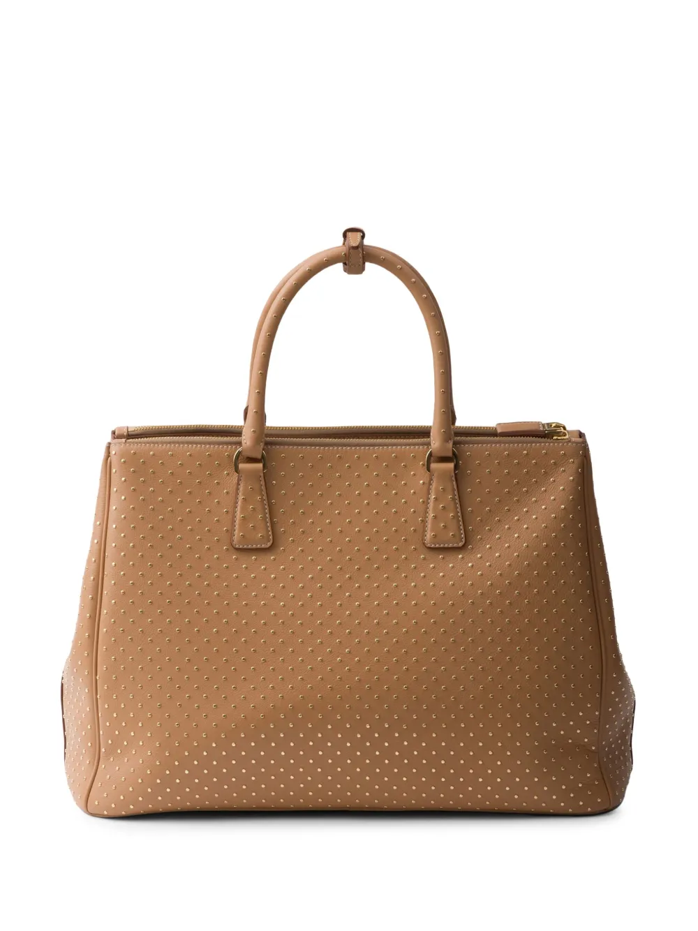 Prada Galleria saffiano leren handtas met studs Bruin