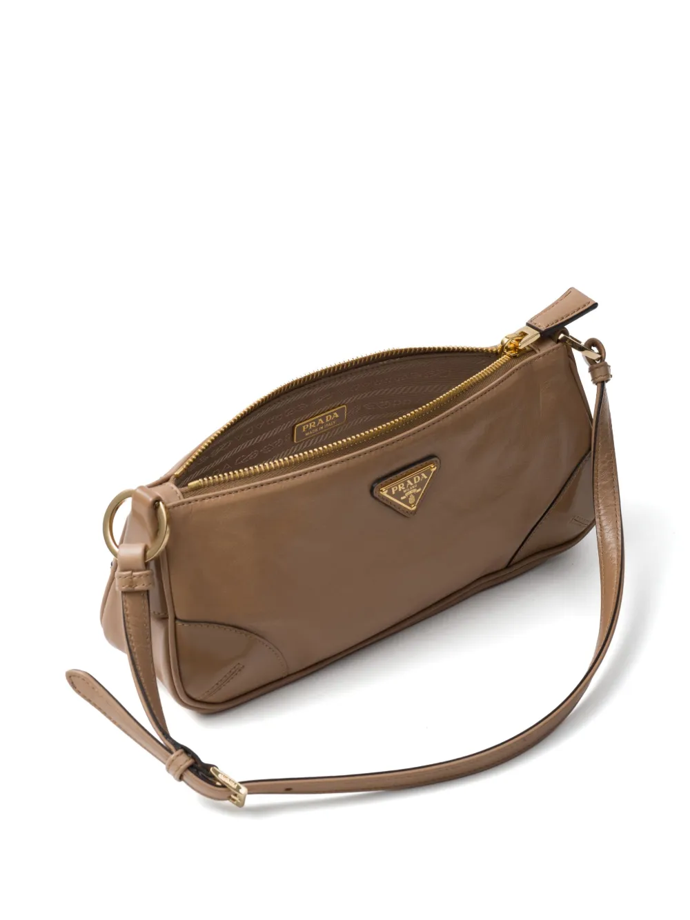 Prada Kleine Re-Edition 2002 leren schoudertas Bruin