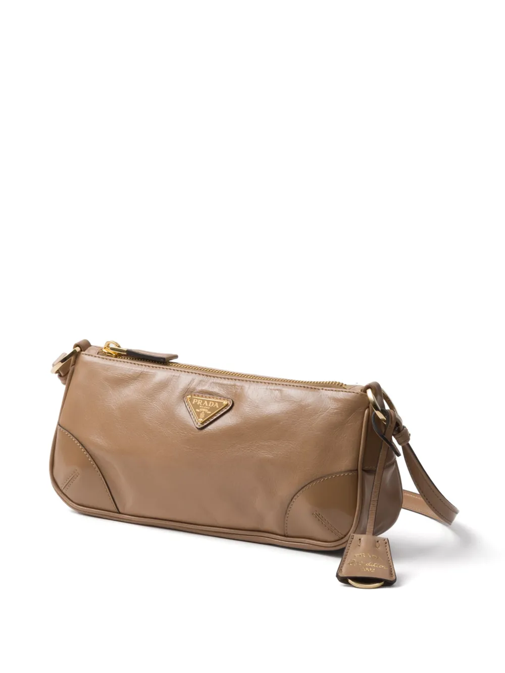 Prada Kleine Re-Edition 2002 leren schoudertas Bruin