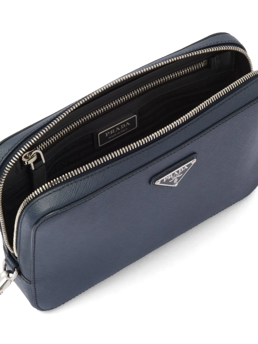 Prada Saffiano Leather Clutch Bag | Blue | FARFETCH