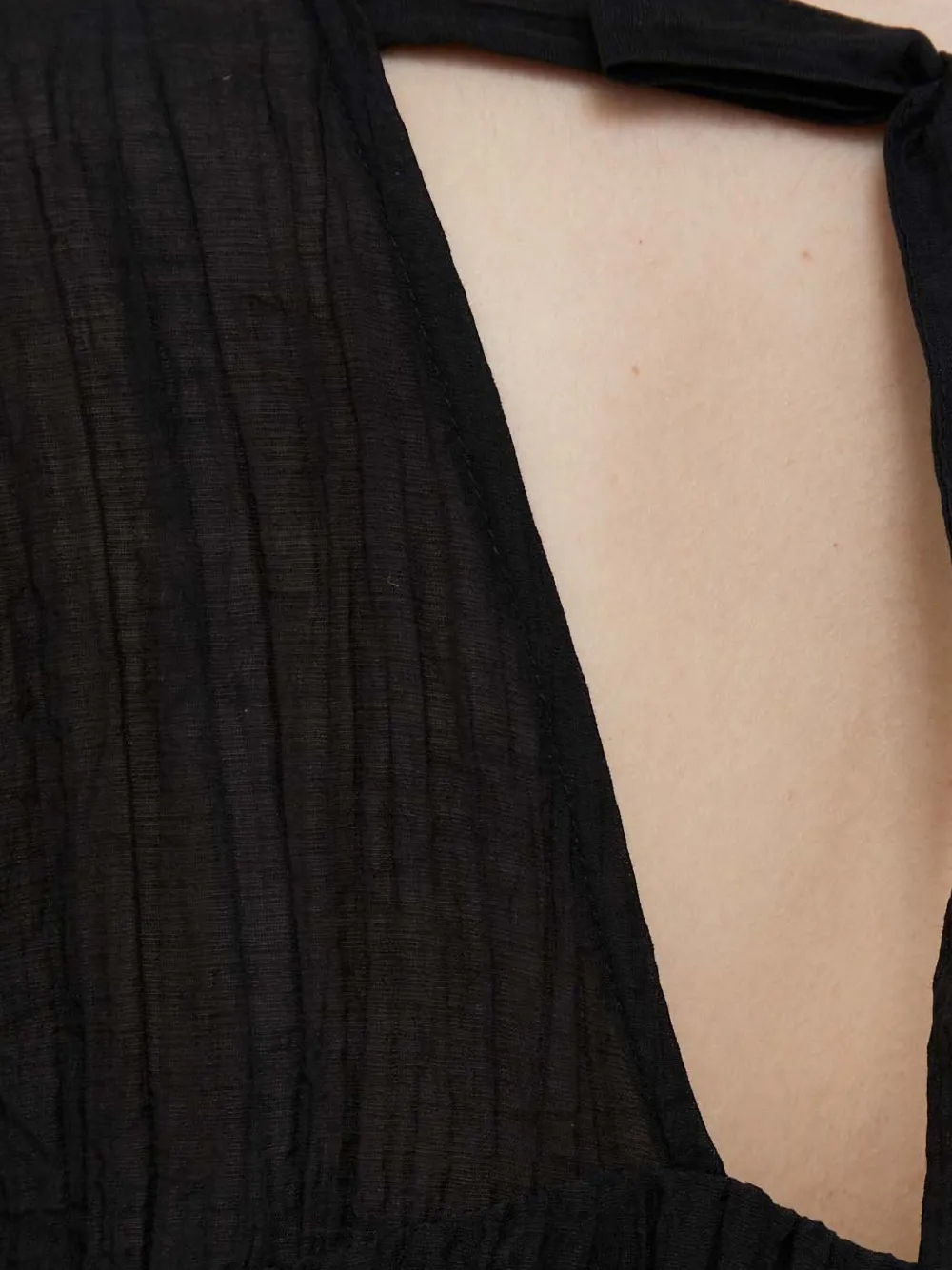 Dkny Tie-back Textured Blouse In Black