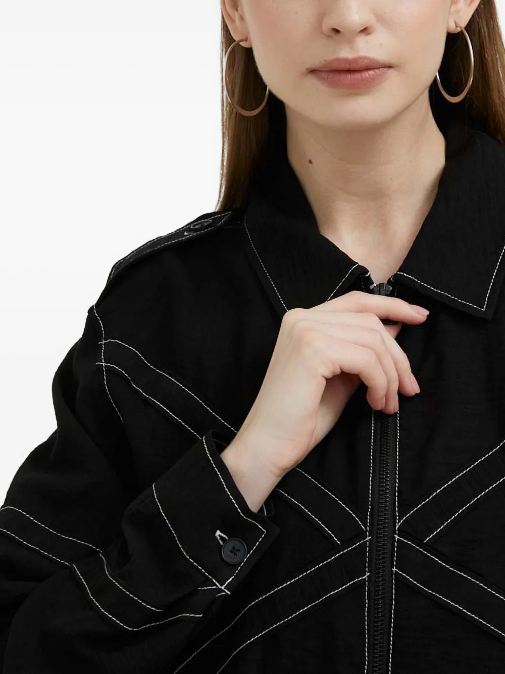 DKNY Cropped jack met contrasterende stiksels Zwart