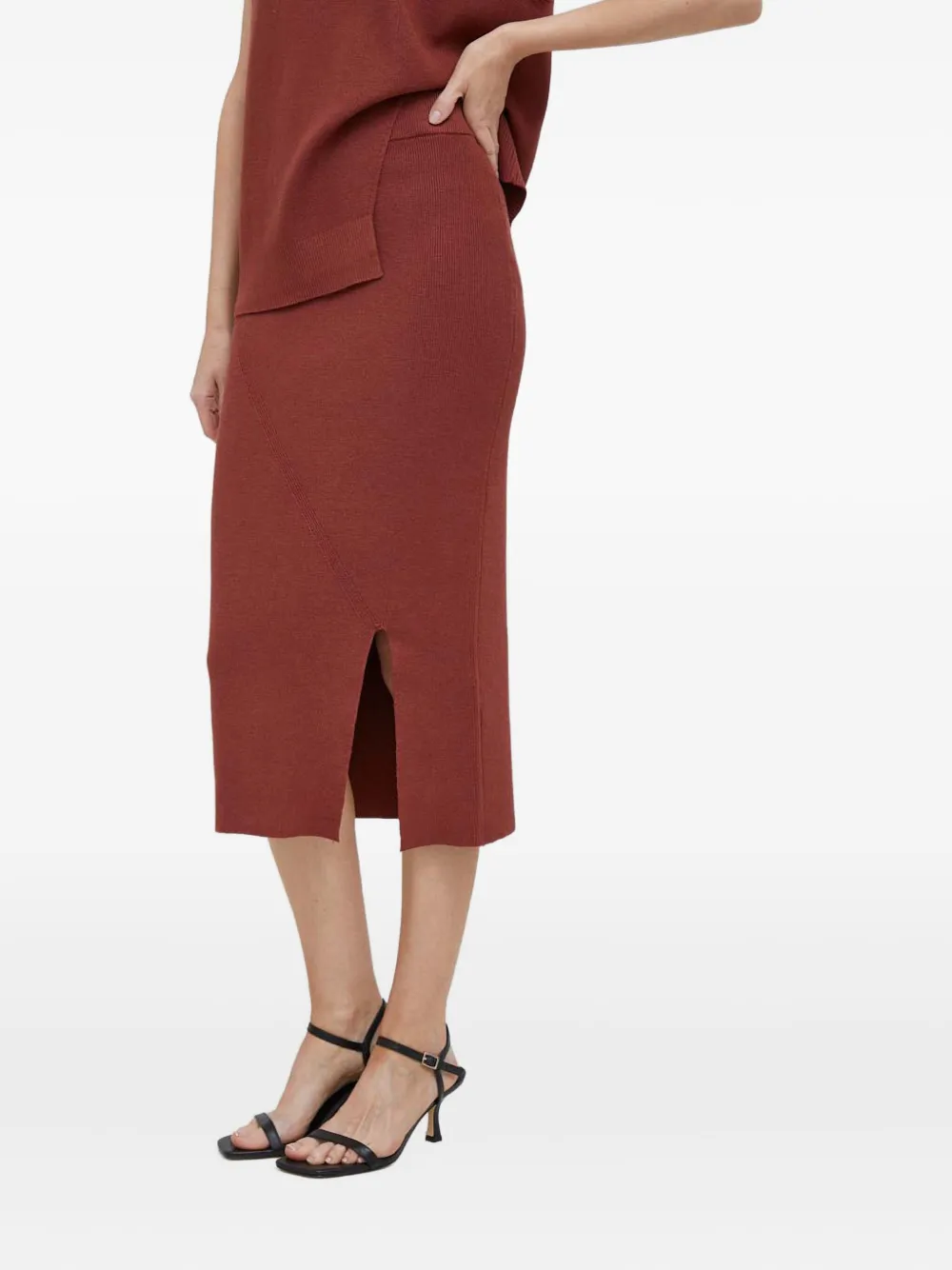 Dkny Side-slit Midi Skirt In Burgundy