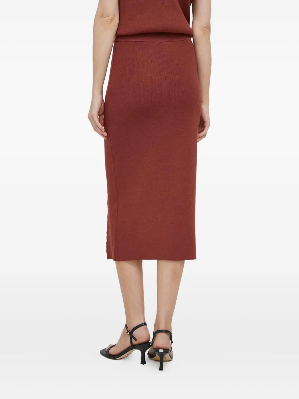 Dkny Side-slit Midi Skirt In Burgundy
