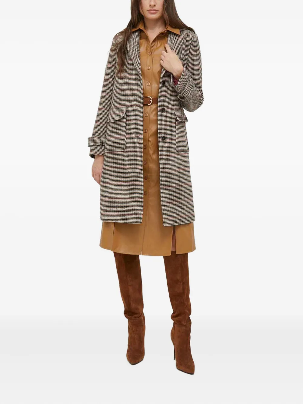 Dkny Short-sleeved Midi Dress In Brown
