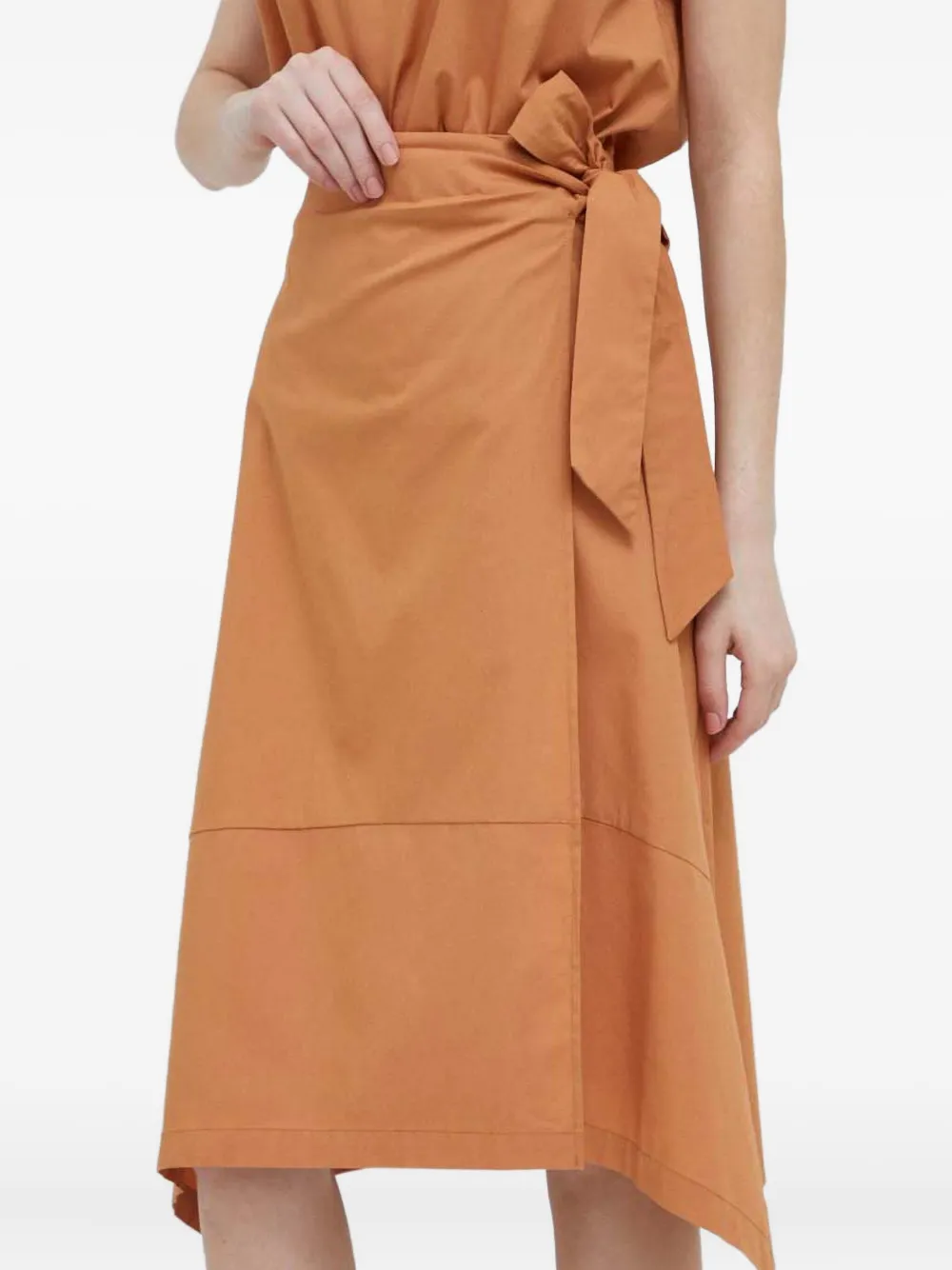 Dkny Tie-detail Panelled Midi Skirt In Brown