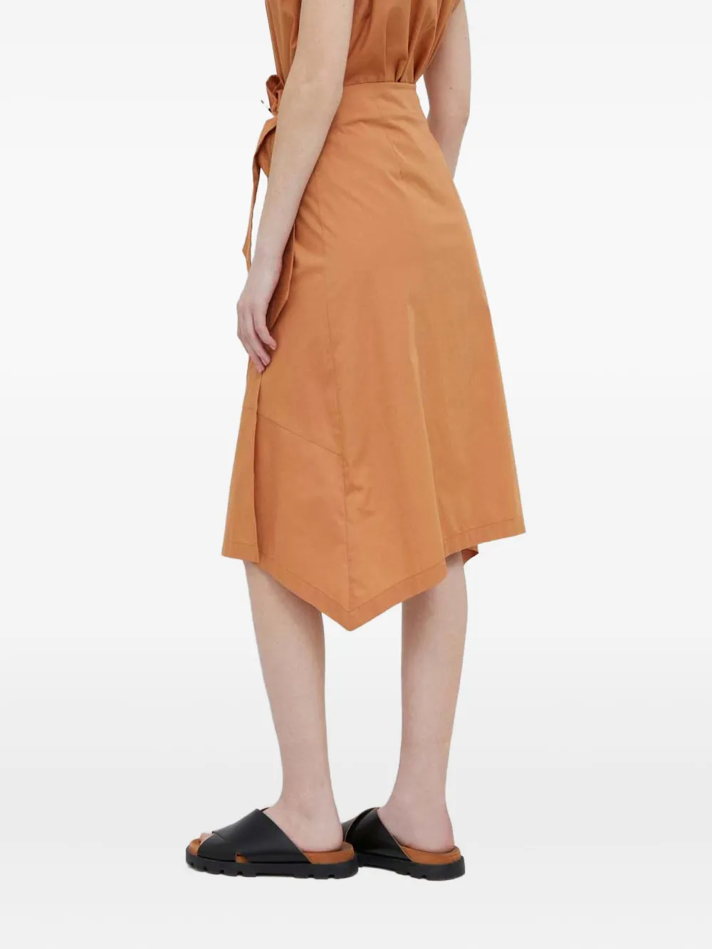 Dkny Tie-detail Panelled Midi Skirt In Brown
