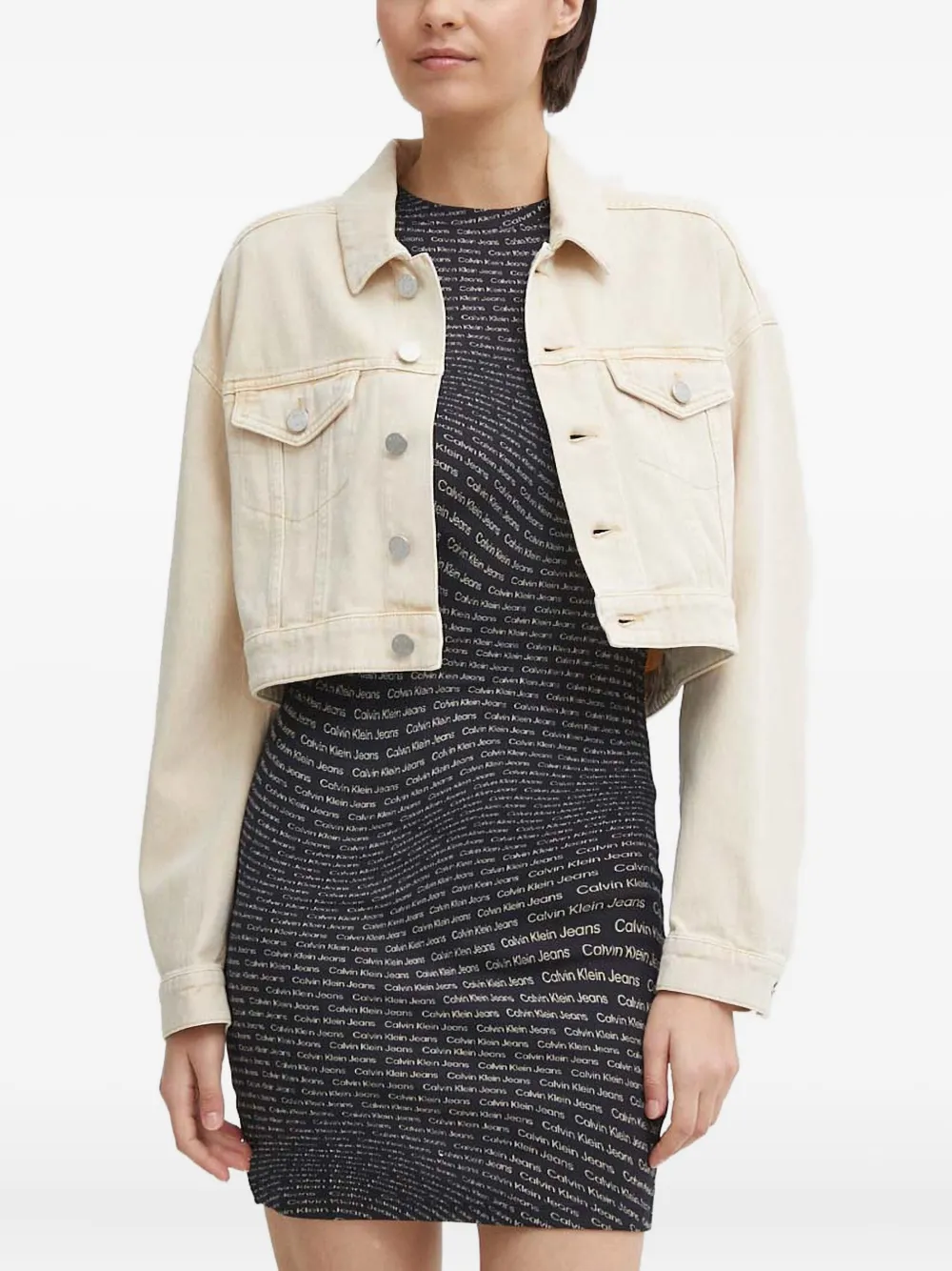DKNY buttoned logo-print jacket | Neutrals | Image 1
