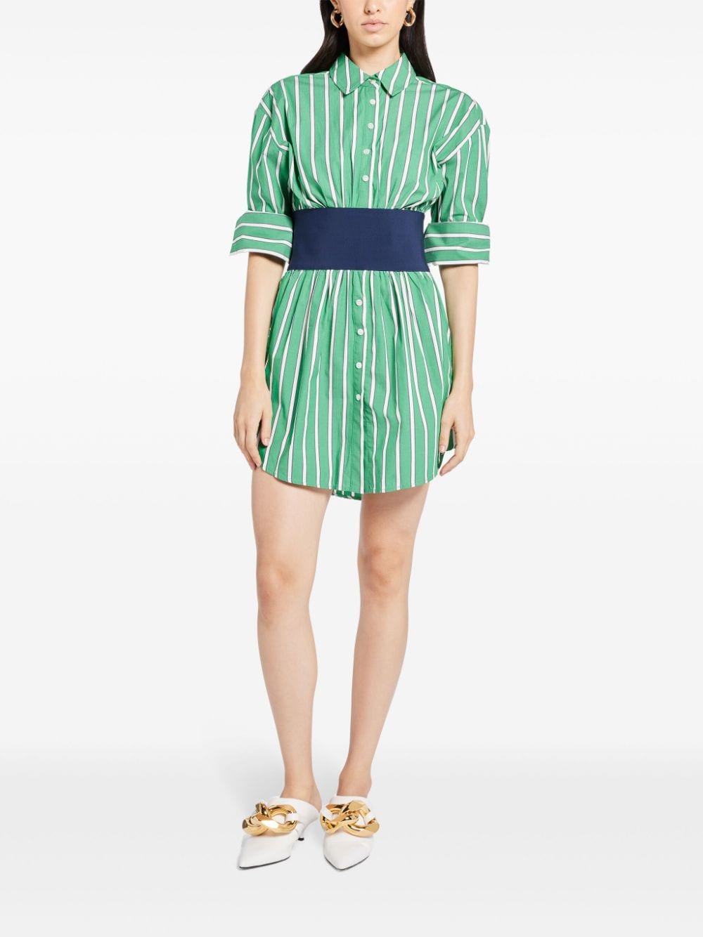 STAUD Michelle striped shirt dress - Groen