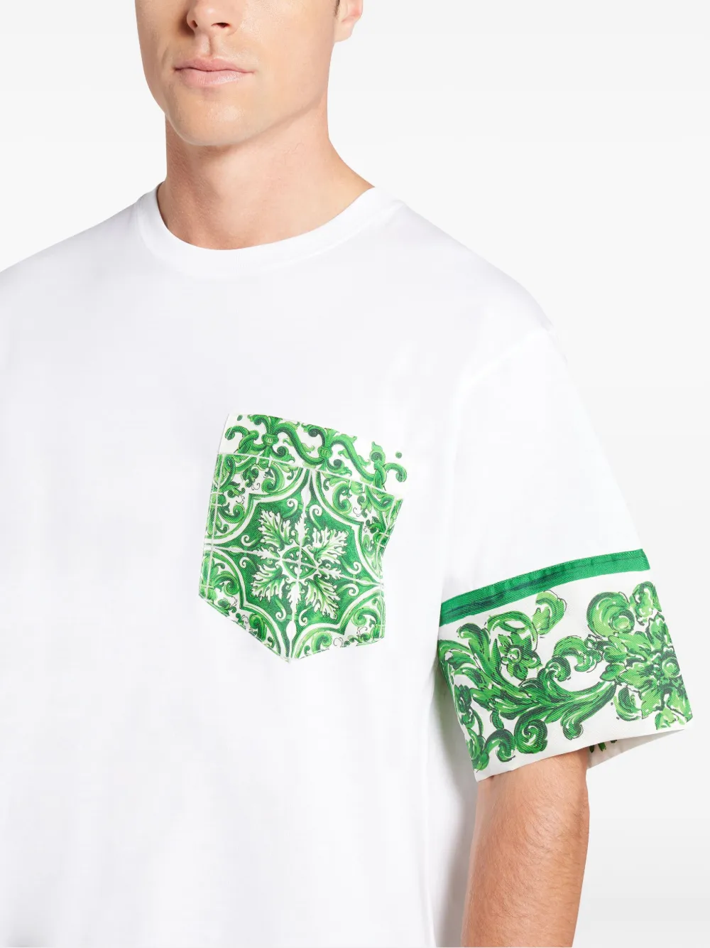 Dolce & Gabbana Katoenen T-shirt met Majolica-print Wit