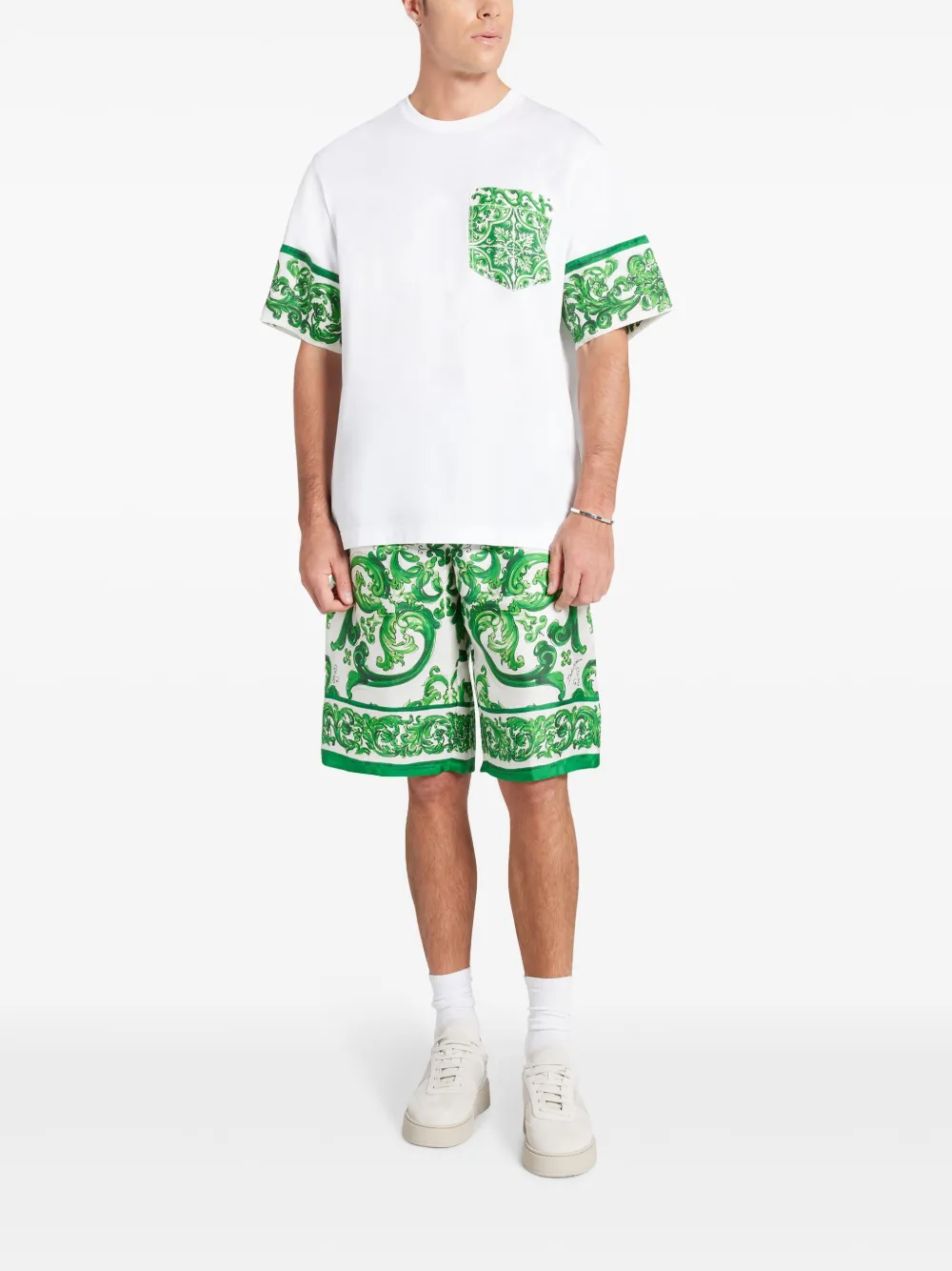 Dolce & Gabbana Katoenen T-shirt met Majolica-print - Wit