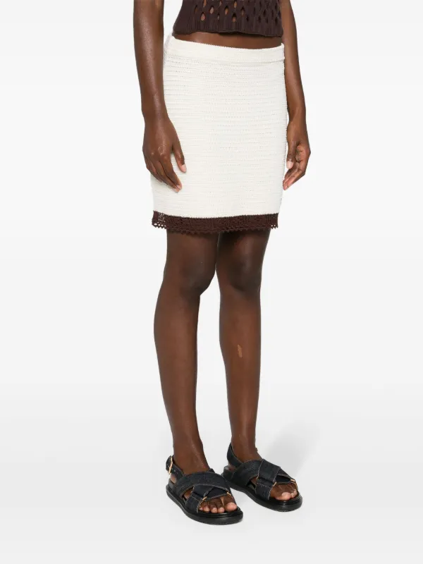 【関税&送料込】Miu Miu Logo Patch Gabardine Miniskirt Miu Miu logo-patch Crochet Miniskirt | Neutrals | FARFETCH