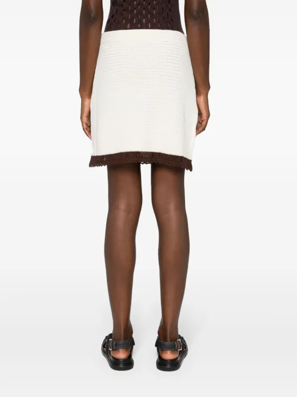 Miu Miu logo-patch Crochet Miniskirt | Neutrals | FARFETCH