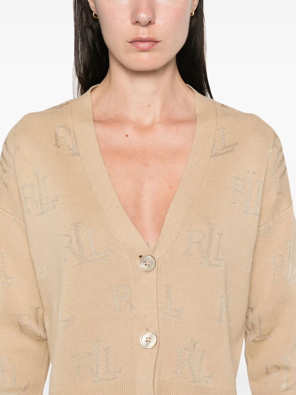 Shop Ralph Lauren Logo-jacquard Cardigan In Brown