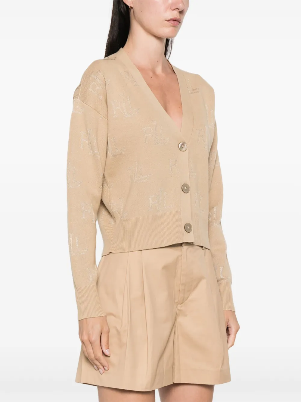 Shop Ralph Lauren Logo-jacquard Cardigan In Brown