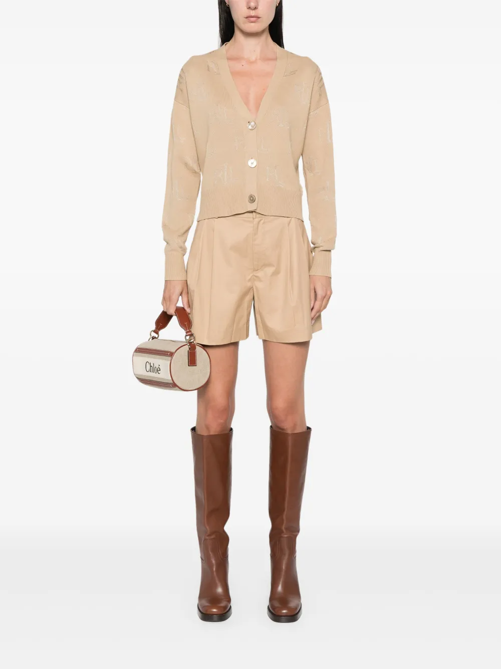 Shop Ralph Lauren Logo-jacquard Cardigan In Brown