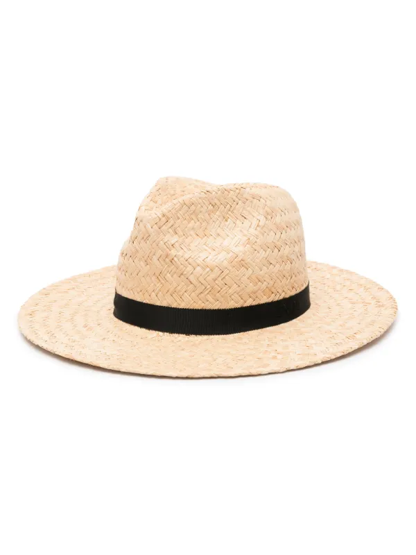 Polo Ralph Lauren logo embroidered Straw Fedora Hat Neutrals FARFETCH TR