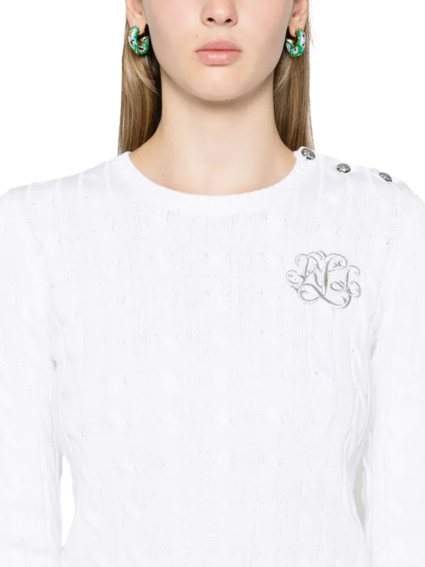 Ralph lauren white knitted jumper best sale