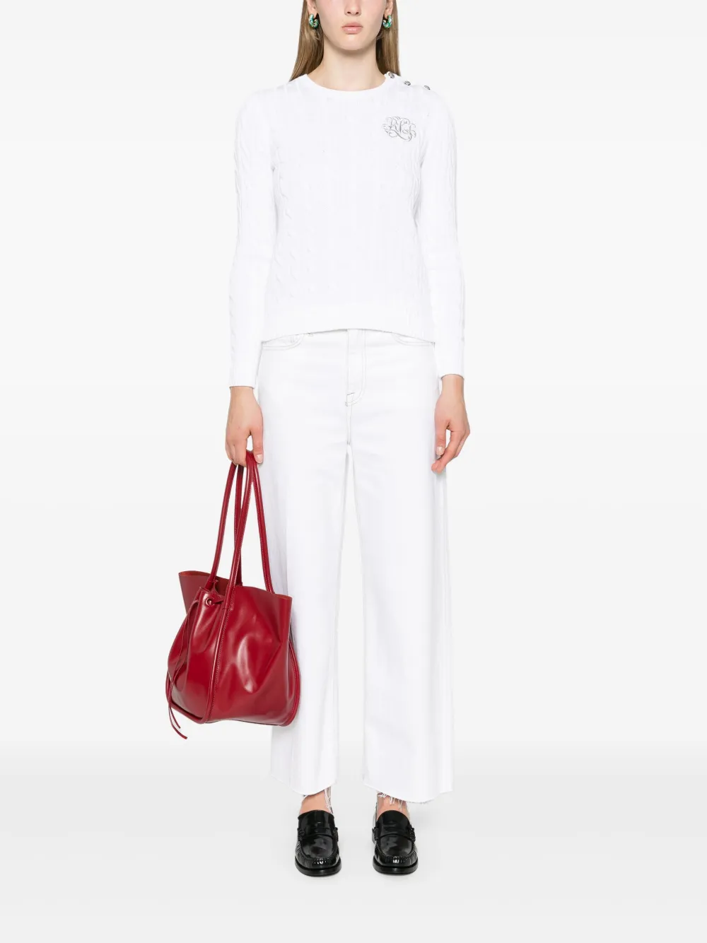 Lauren Ralph Lauren Montiva kabelgebreide trui - Wit