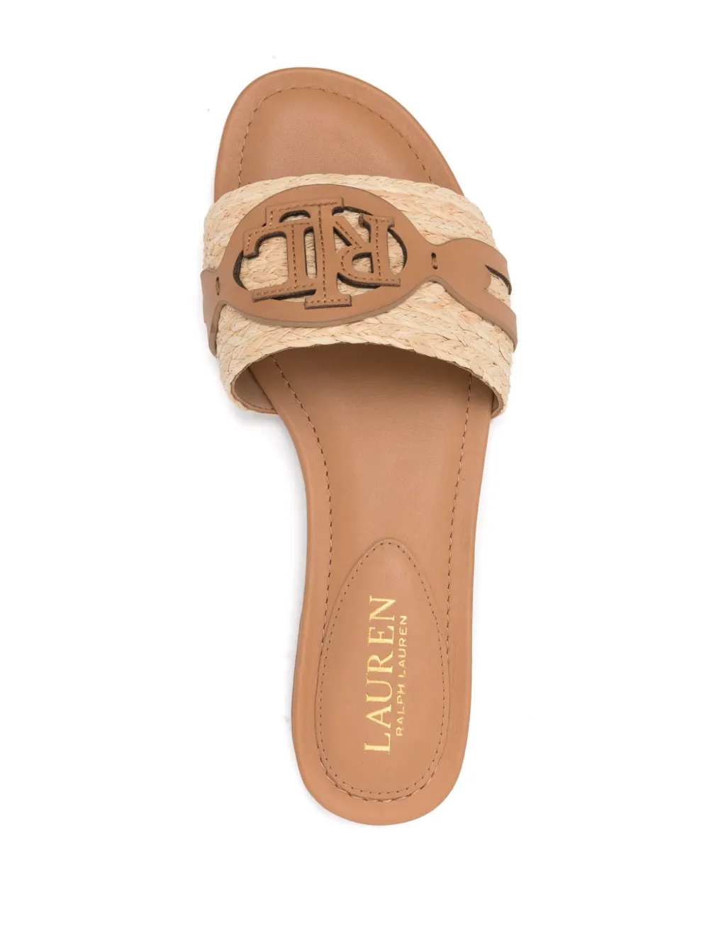 Shop Lauren Ralph Lauren Alegra Leather Slides In Neutrals