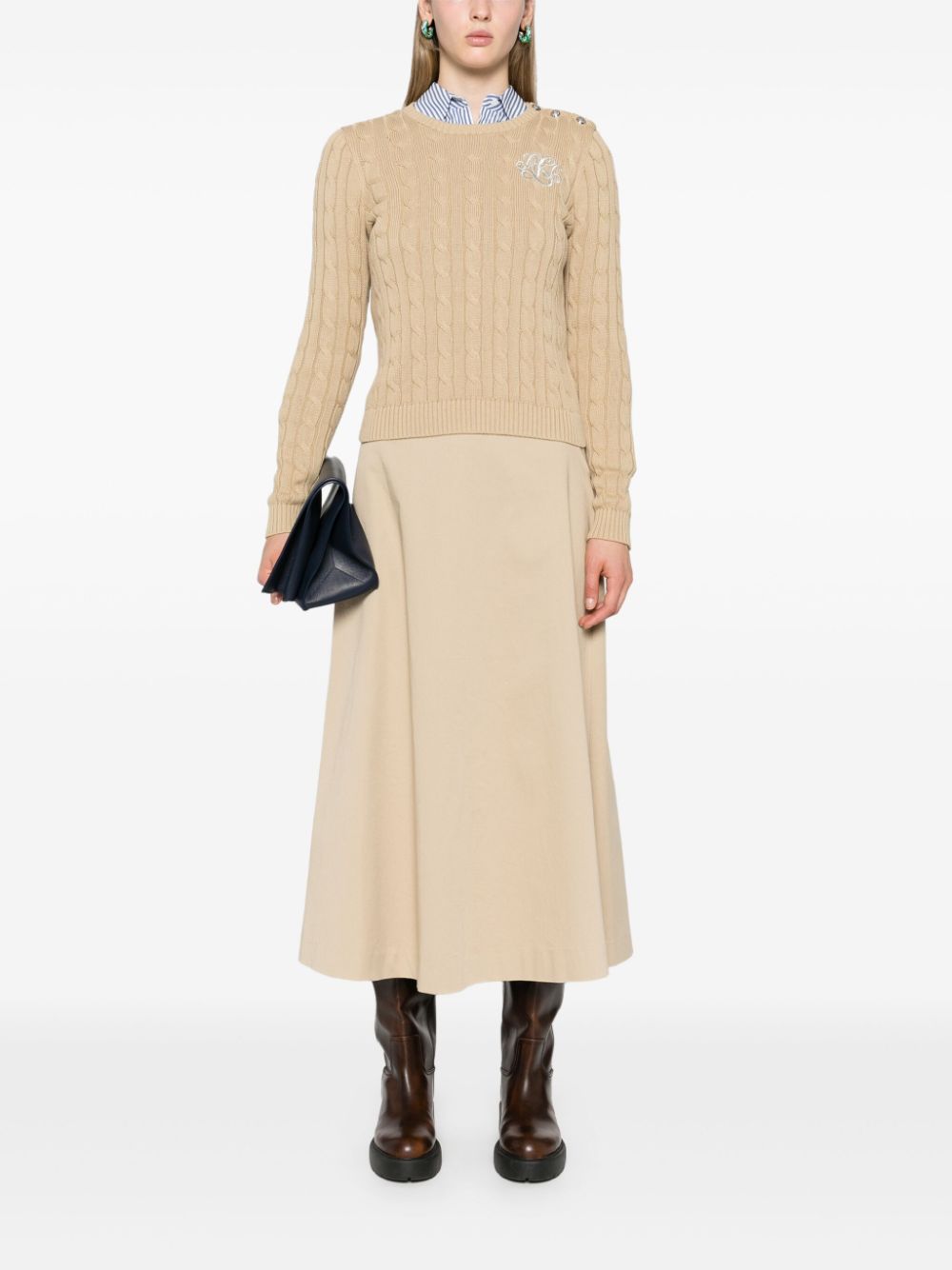 Shop Lauren Ralph Lauren Montiva Cable-knit Jumper In Neutrals