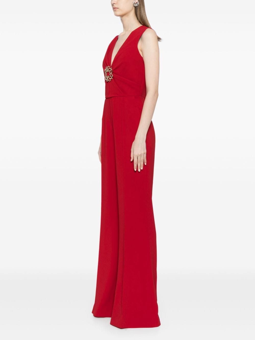 Shop Elie Saab Cady Jumpsuit In Red